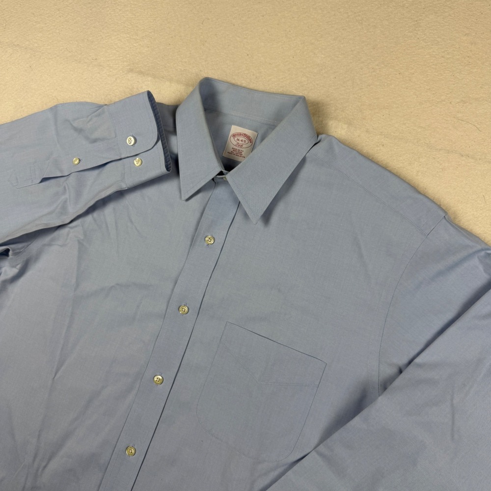 Brooks Brothers 346 Mens 16 4/5 Blue Non-Iron Regular Fit Cotton Dress Shirt